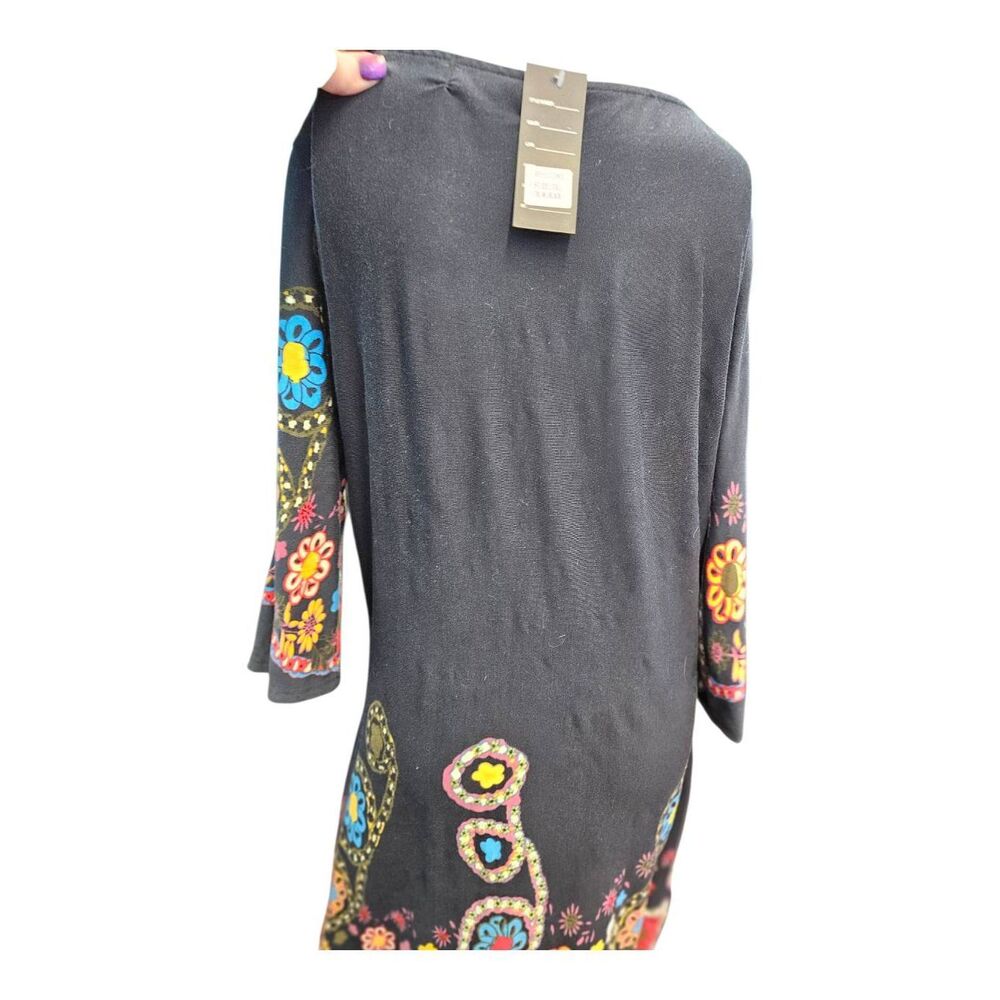 Ice Silk Black Paisley Floral Fit Flair Dress Womens size 3X - Picture 5 of 9